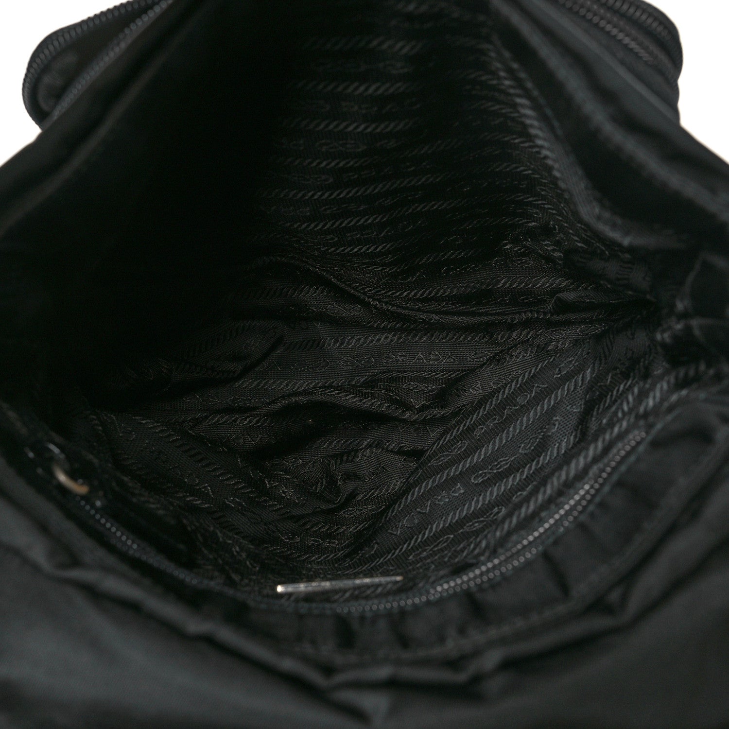 Prada Nylon Vela Saffiano Single Buckle Messenger Shoulder Bag Black 5 of 9