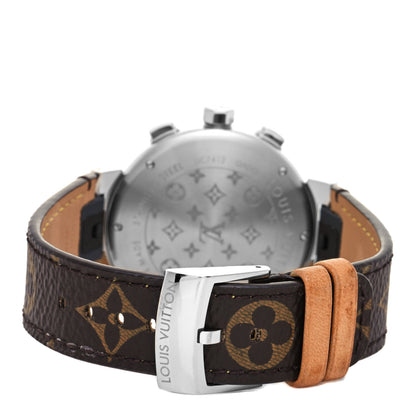 Louis Vuitton Stainless Steel Monogram 39mm Tambour New Wave Quartz Watch 3 of 5