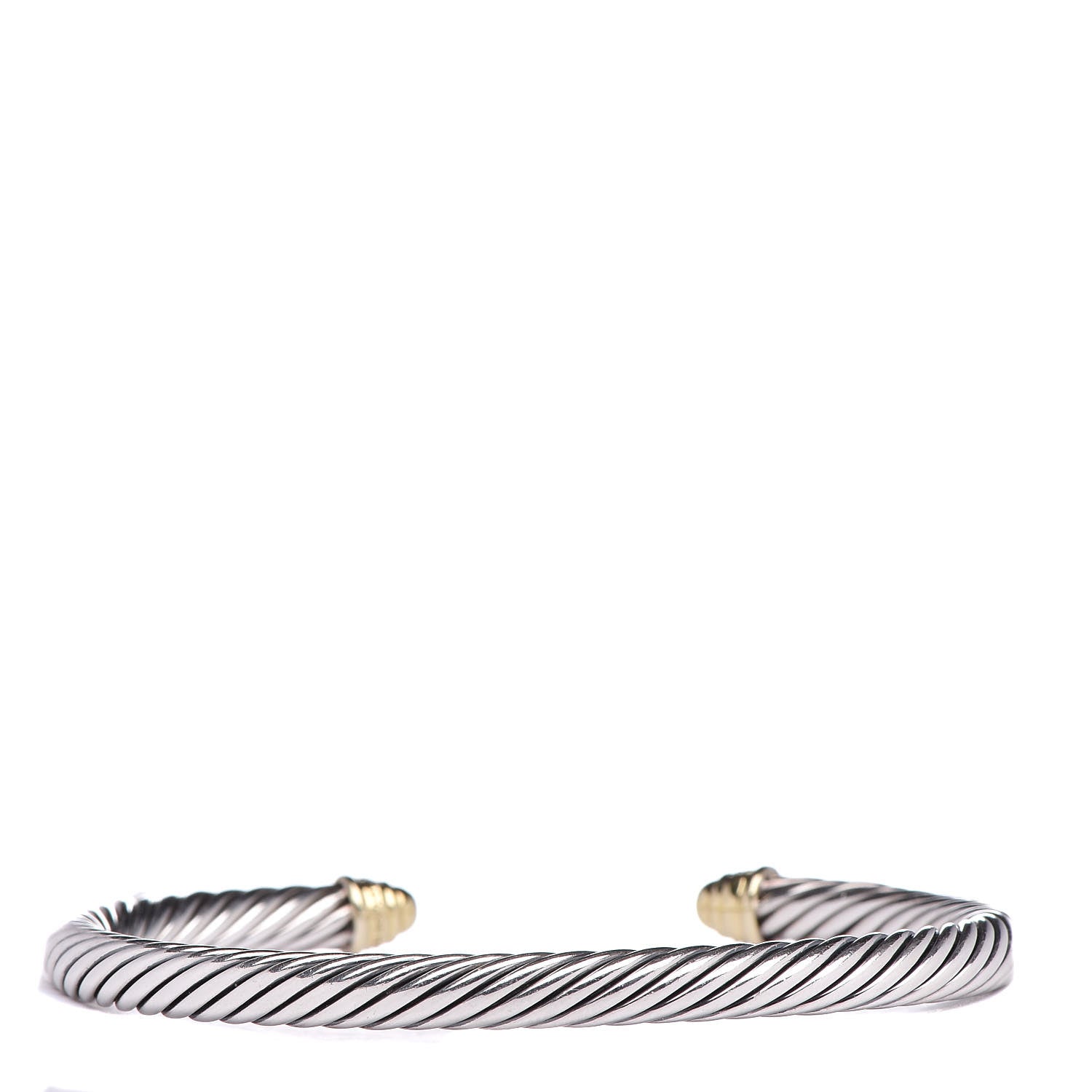 David Yurman Sterling Silver 18K Yellow Gold Diamond 5mm Cable Classics Bracelet 3 of 4