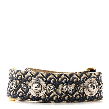Christian Dior Oblique Studded Shoulder Strap Blue 2 of 6