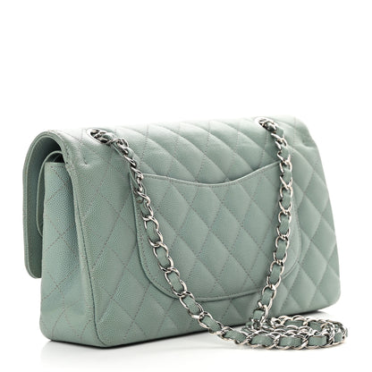 Chanel Caviar Quilted Medium Double Flap Light Blue 3 of 17