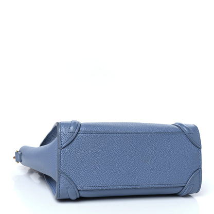 Celine Drummed Calfskin Nano Luggage Blue 4 of 12
