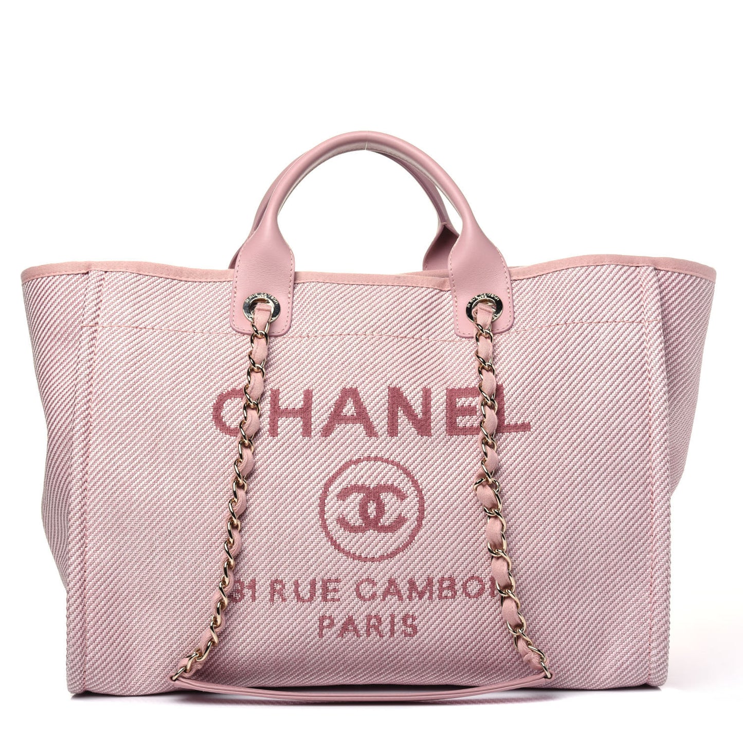 Mixed Fibers Calfskin Medium Deauville Tote Rose Pink