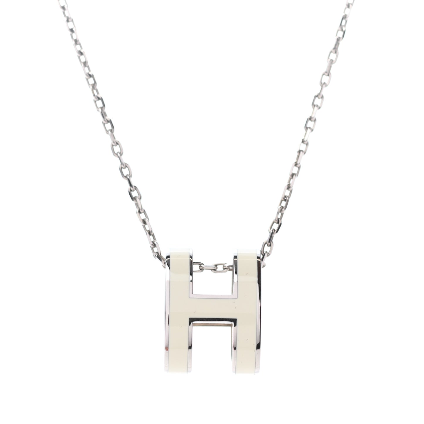 Lacquered Palladium Pop H Pendant Necklace White