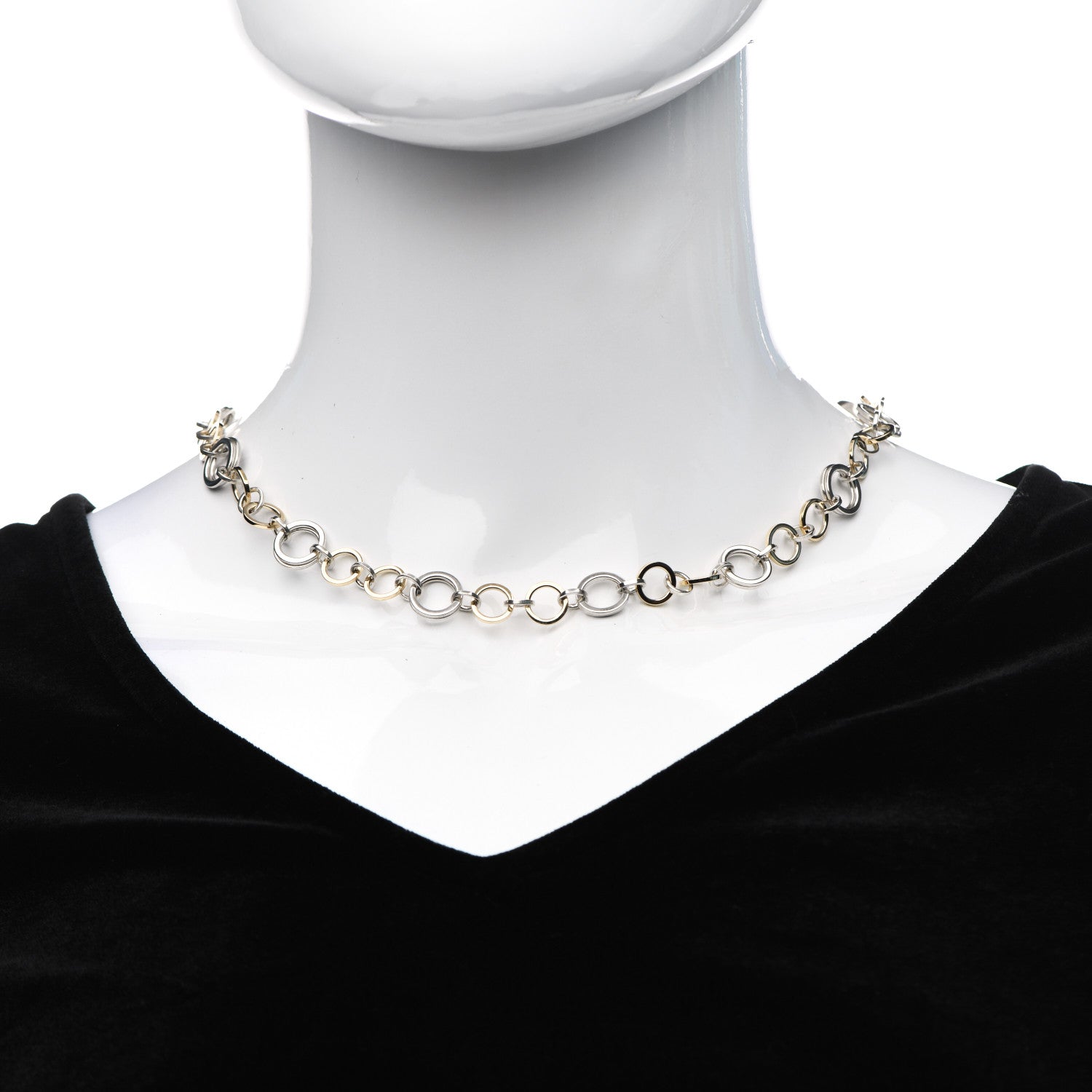 Tiffany Sterling Silver 18K Yellow Gold Interlocking Circles Link Necklace 2 of 5