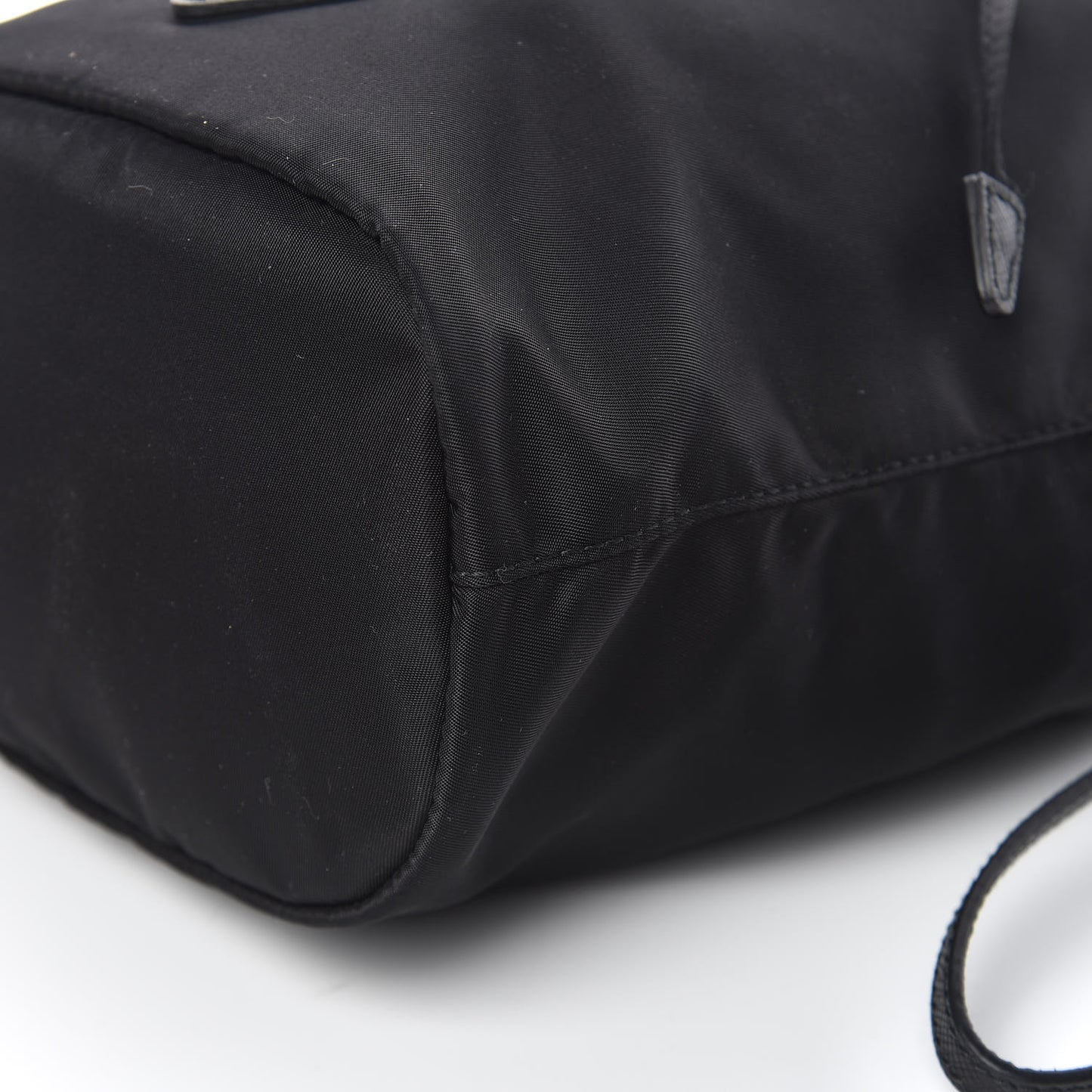 Saffiano Tessuto Nylon Vela Bucket Wristlet Black