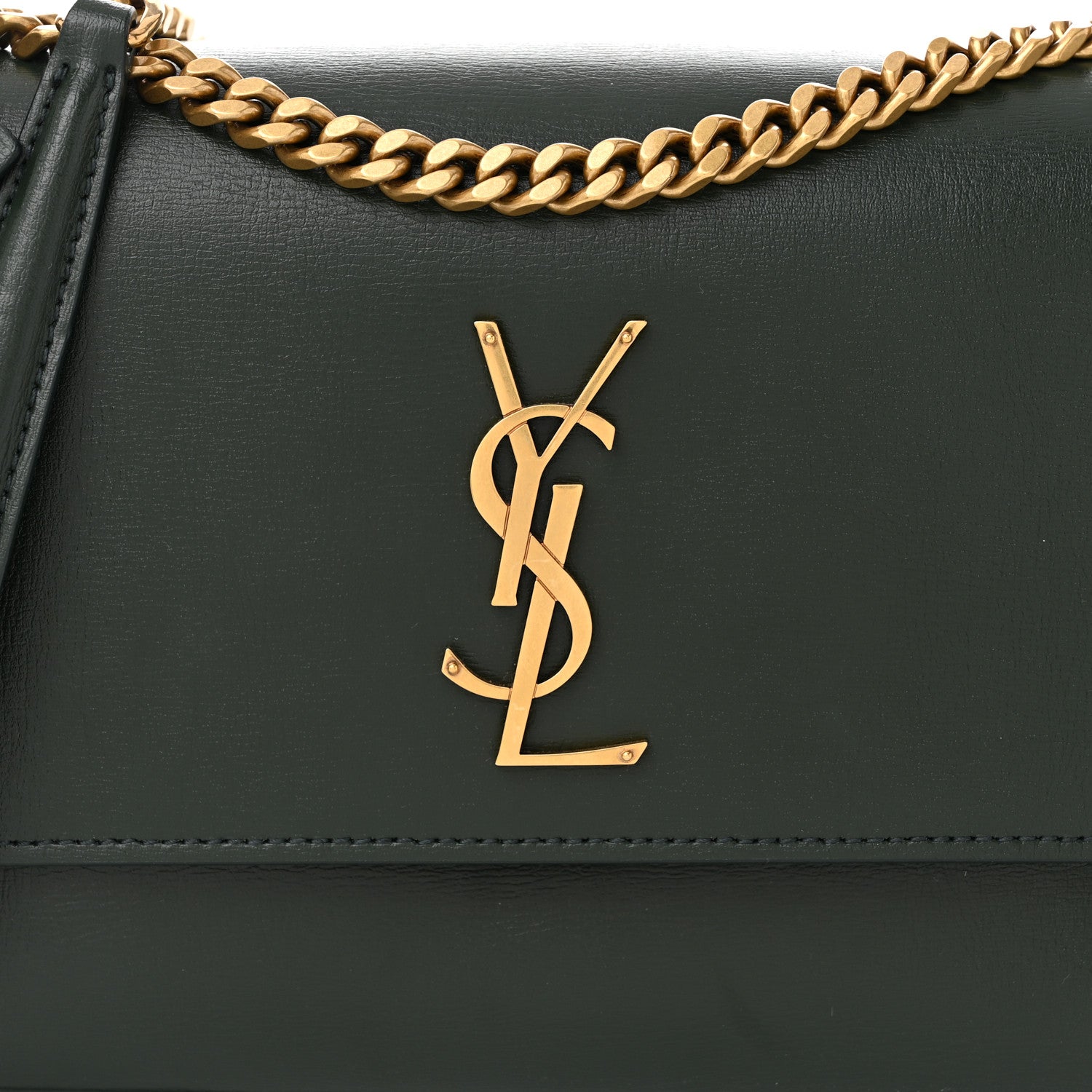Saint Laurent Smooth Calfskin Medium Monogram Sunset Satchel Vert Kaki 8 of 10