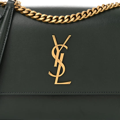 Saint Laurent Smooth Calfskin Medium Monogram Sunset Satchel Vert Kaki 8 of 10