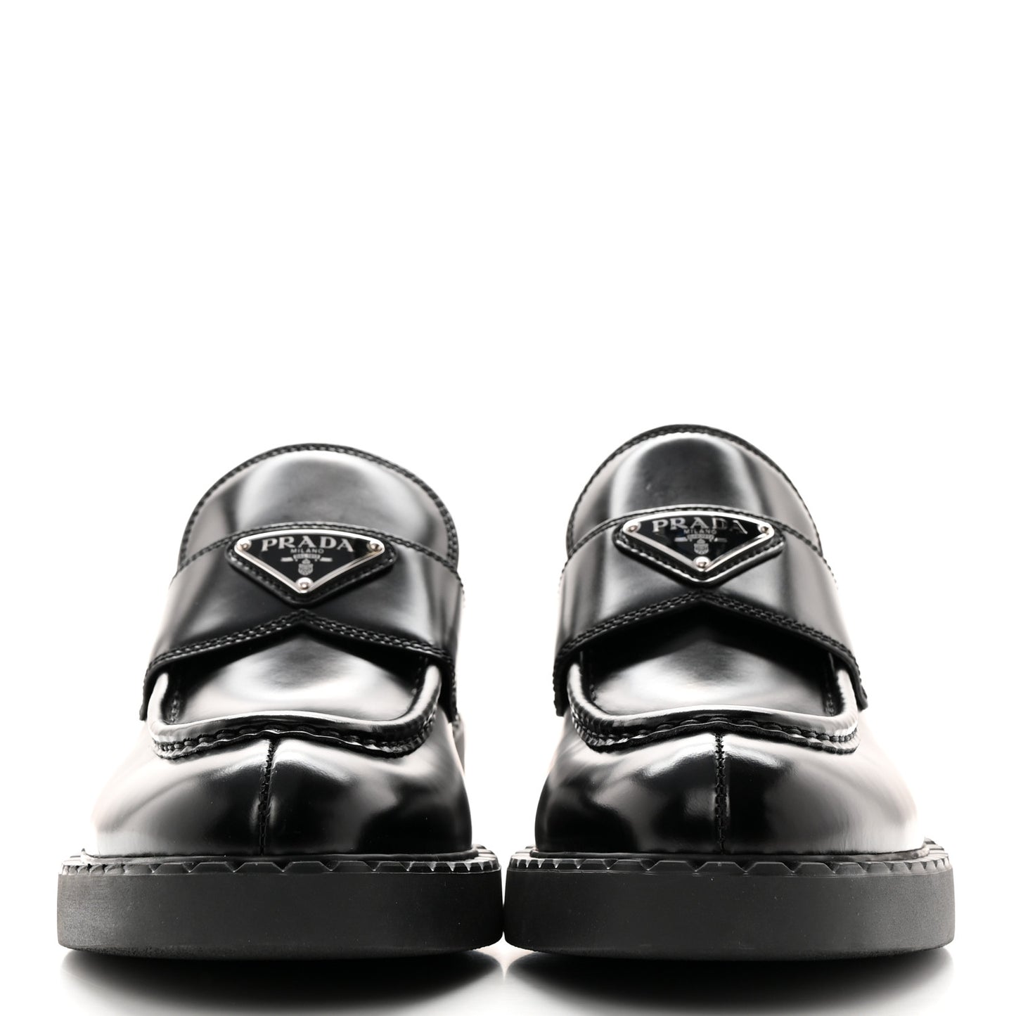 Spazzolato Metal Triangle Logo 50mm Loafers 40 Black