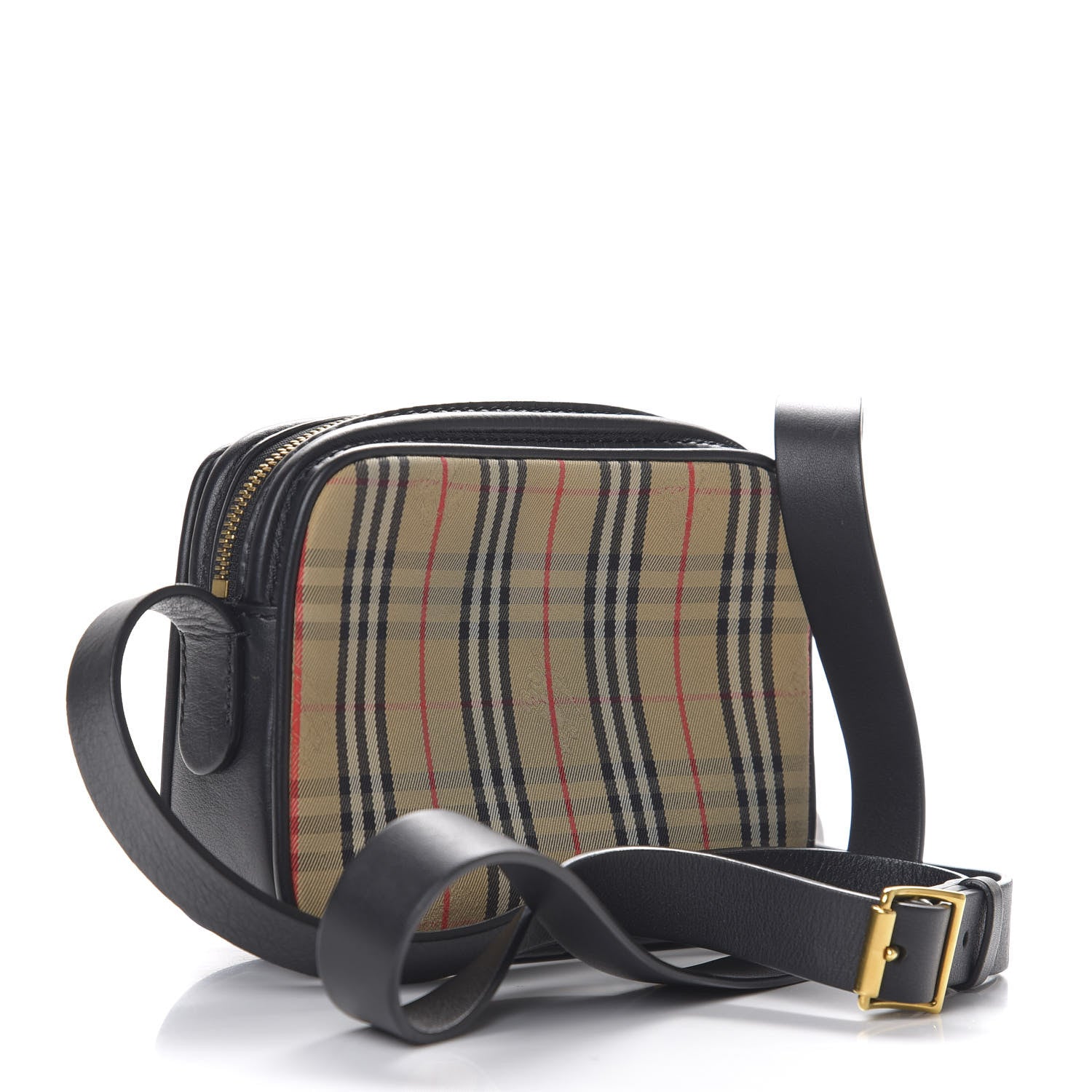 Burberry 1983 Knight Check Smooth Calfskin Link Camera Bag Black 2 of 10