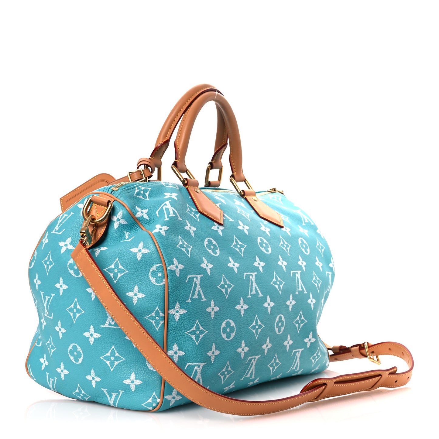 Calfskin Monogram Speedy P9 Bandouliere 40 Turquoise