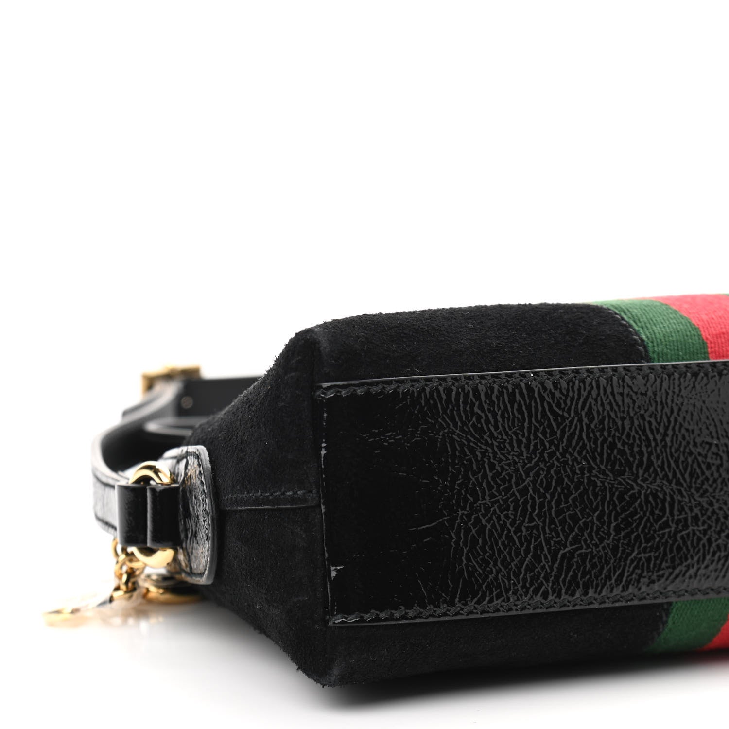 Gucci Suede Patent Web GG Small Ophidia Dome Shoulder Bag Black 9 of 10