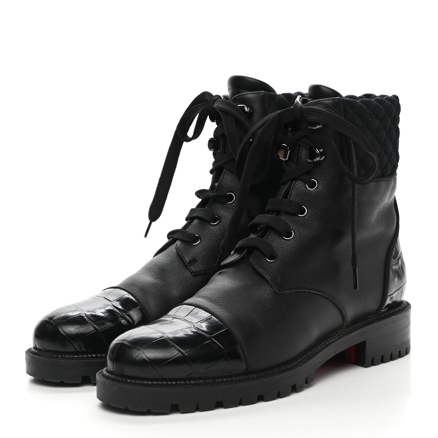 Christian Louboutin Calfskin Mayr Combat Boots 38.5 Black 3 of 8