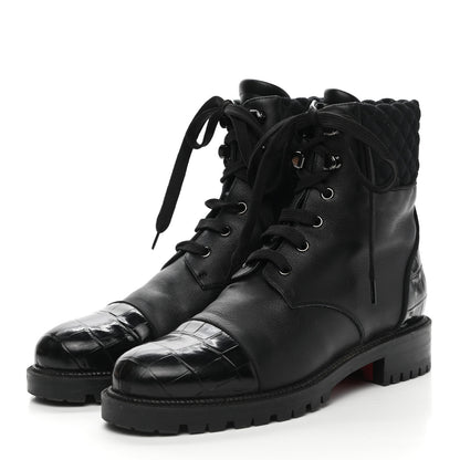 Christian Louboutin Calfskin Mayr Combat Boots 38.5 Black 3 of 8