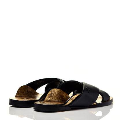 Chanel Lambskin CC Cross Strap Mule Sandals 36 Black Gold 4 of 10