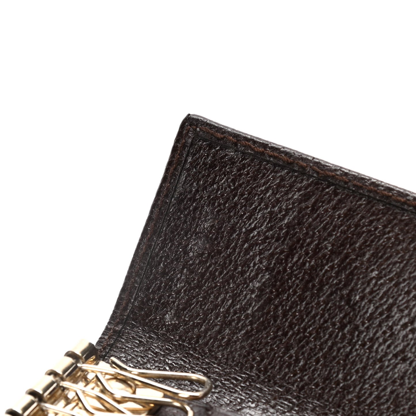 Monogram Calfskin Ladies Web 6 Key Holder Case Beige Ebony Cocoa