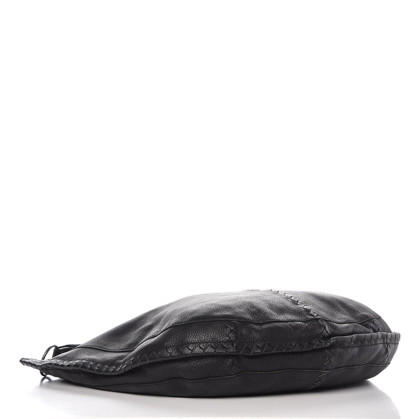 Waxed Cervo Deerskin Large Loop Hobo Black