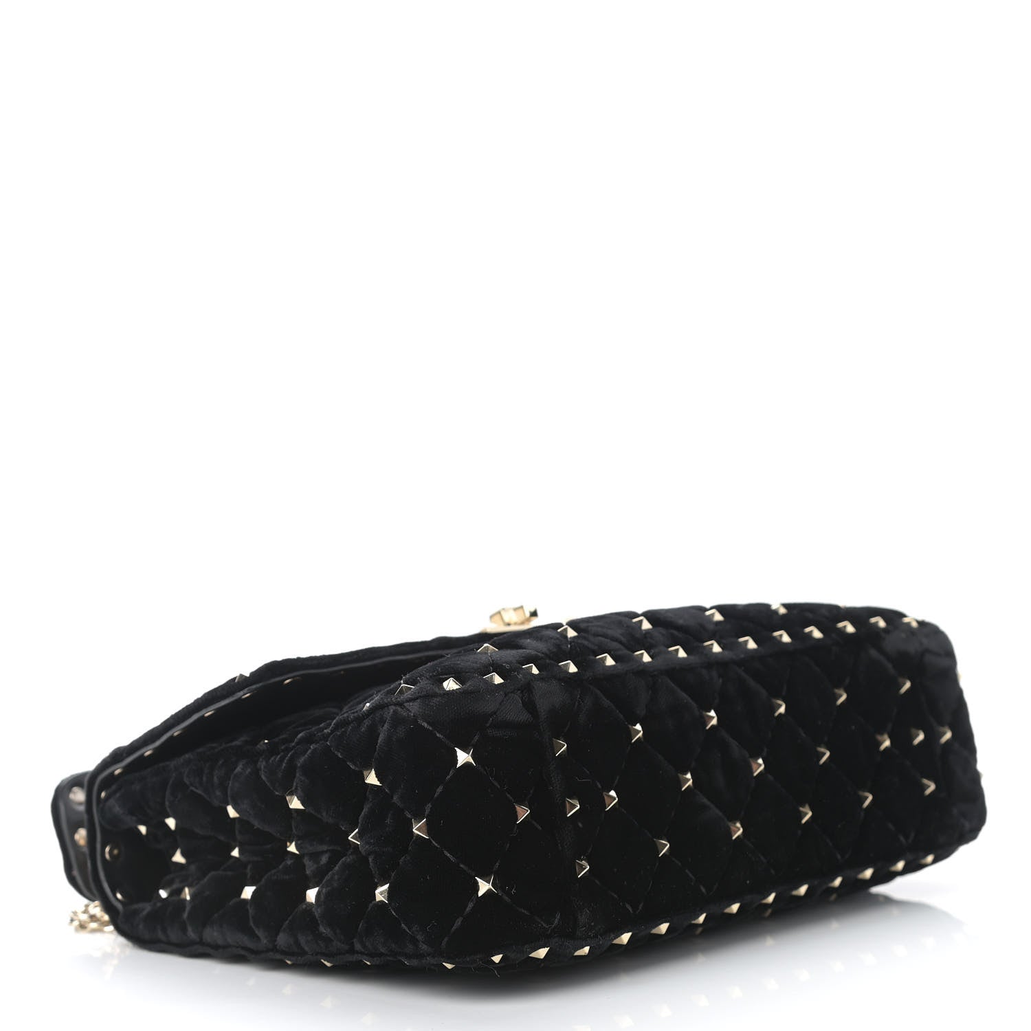 Valentino Garavani Velvet Medium Rockstud Spike Shoulder Bag Black 5 of 9