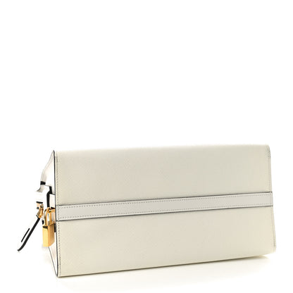 Prada Saffiano City Calfskin Medium Esplanade White Black 4 of 8