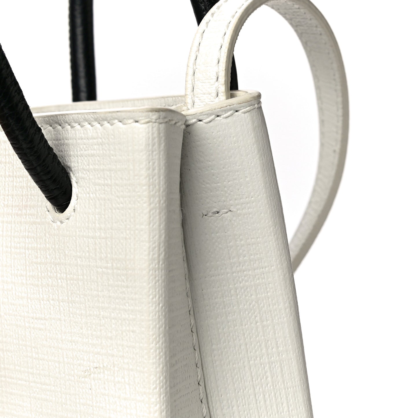Squared Calfskin Logo Shopping Phone Holder Bag White