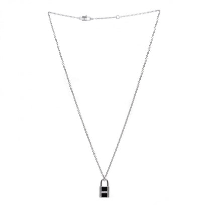 Hermes 18K White Gold Diamond Amulettes Cadenas Pendant Necklace 3 of 7