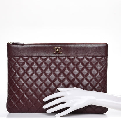 Chanel Sheepskin Quilted Large Cosmetic Case Burgundy 2 of 9