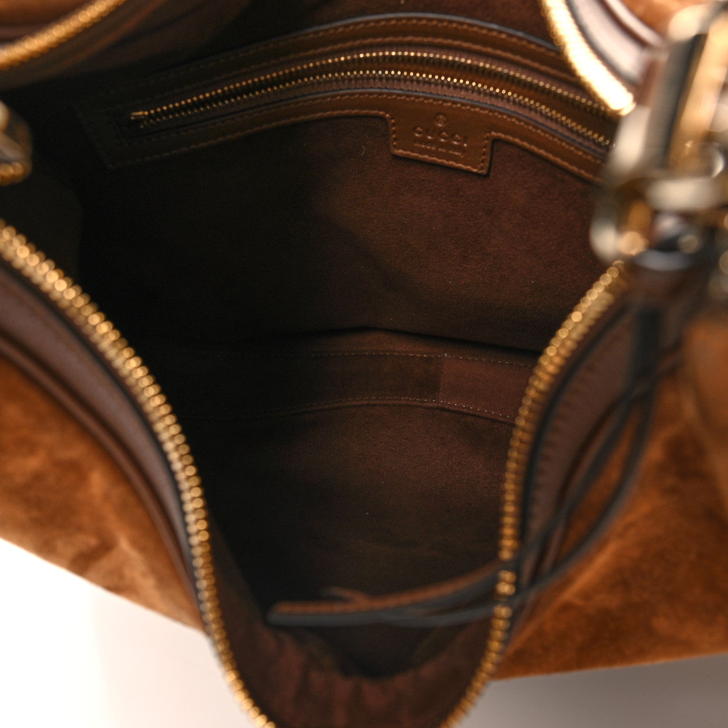 Gucci Suede Web Large Attache Shoulder Bag Brown 5 of 11