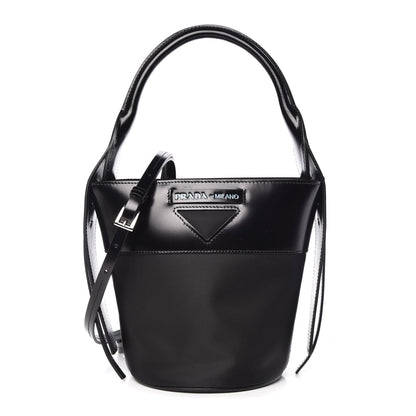 Prada Calfskin Tessuto Nylon Ouverture Bucket Bag Black 1 of 10
