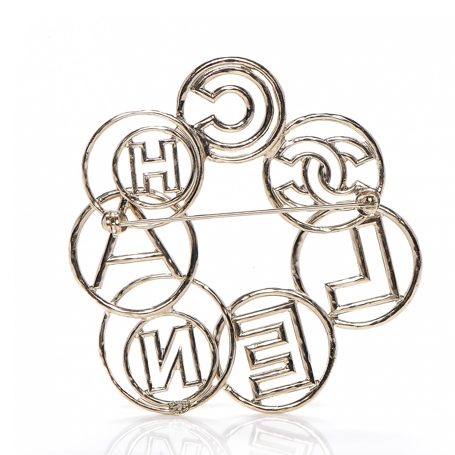 Chanel Hoop Cuba Logo Brooch Gold 3 of 4