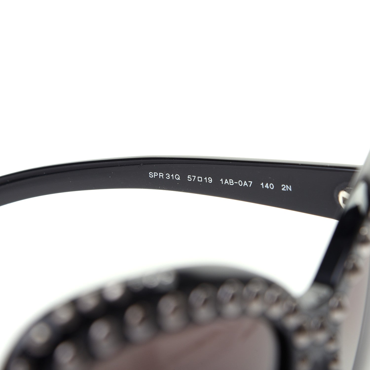 Prada Acetate Studded Ornate Cat Eye Sunglasses SPR 31Q Black 6 of 9