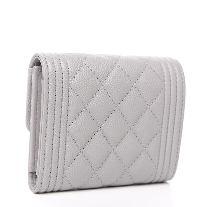 Chanel Caviar Quilted Small Boy Flap Wallet Grey 2 of 7