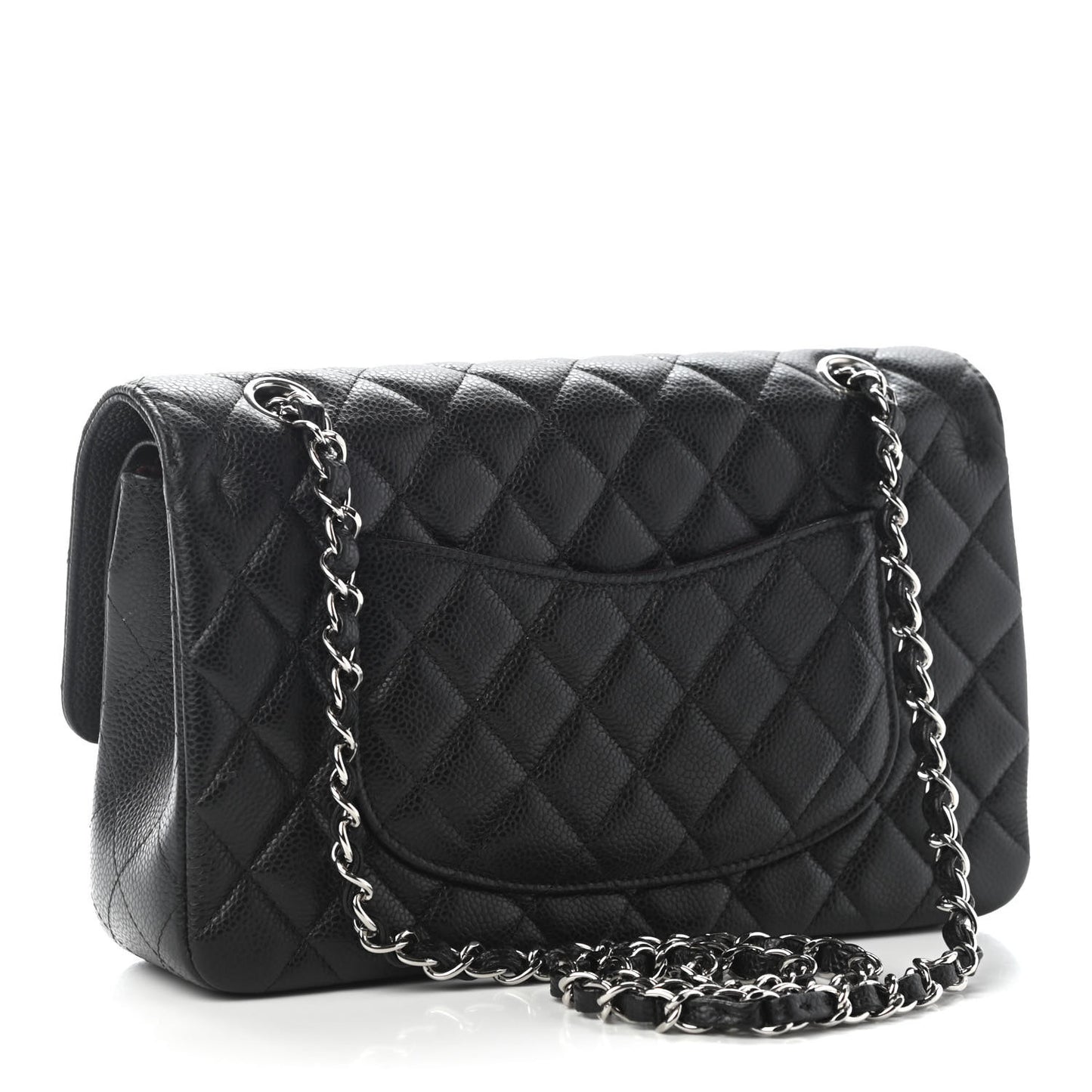 Caviar Quilted Medium Double Flap Black