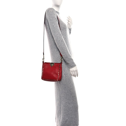 Valentino Garavani Pebbled Calfskin Mini Rockstud Flip-Lock Messenger Bag Rosso Valentino 2 of 8