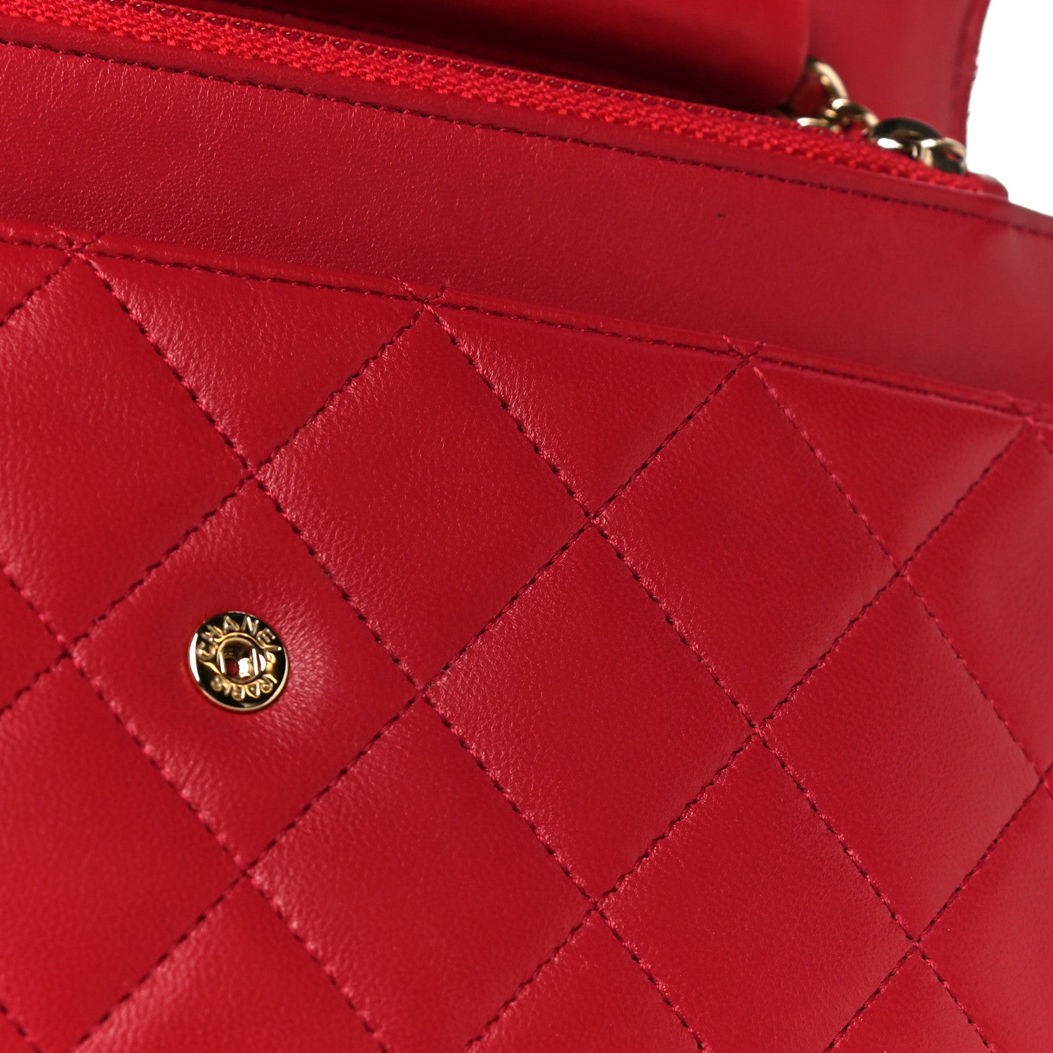 Chanel Lambskin Quilted Wallet on Chain WOC Red 15 of 19