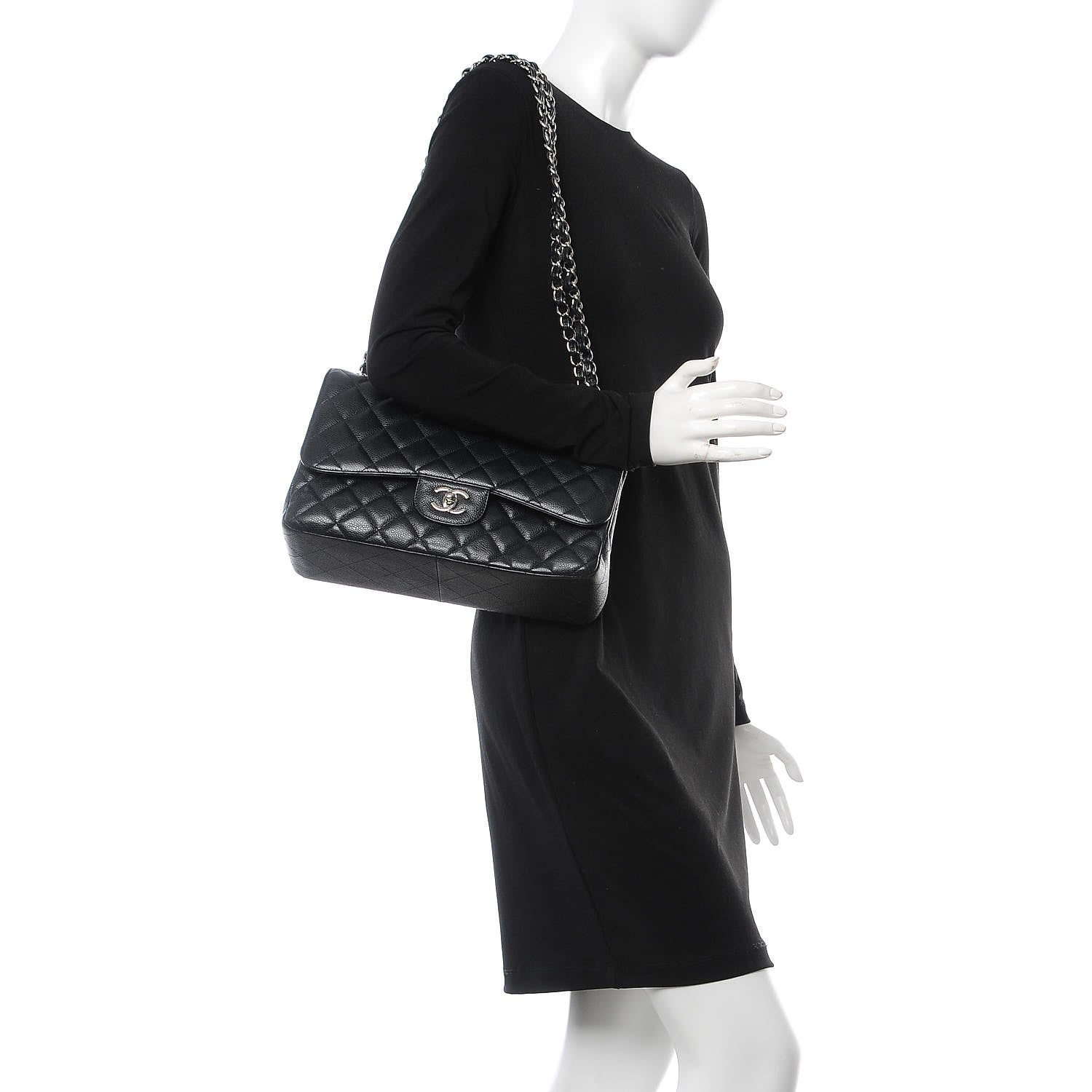 Chanel Caviar Quilted Jumbo Double Flap Black 3 of 8