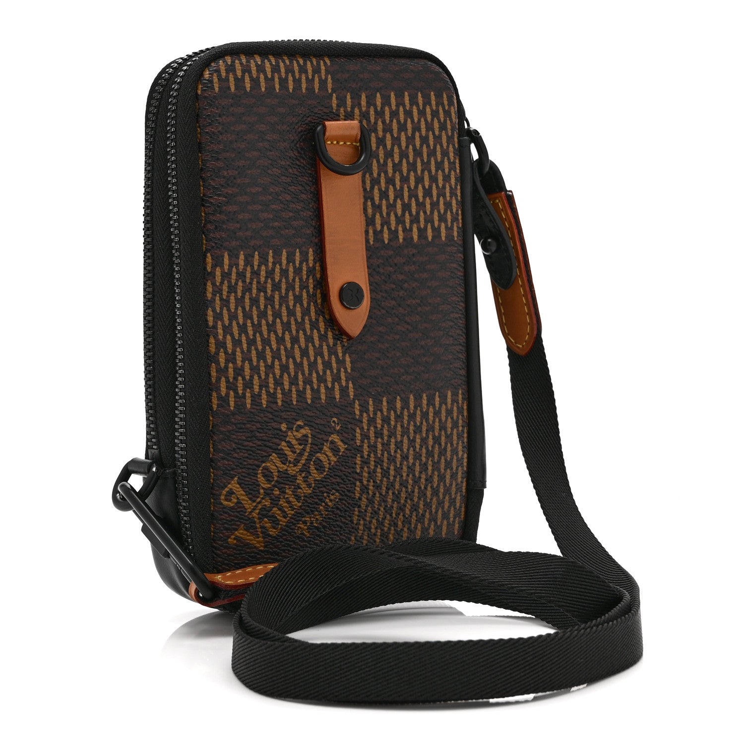 Louis Vuitton X NIGO Giant Damier Ebene Tortoise Double Phone Pouch 3 of 10
