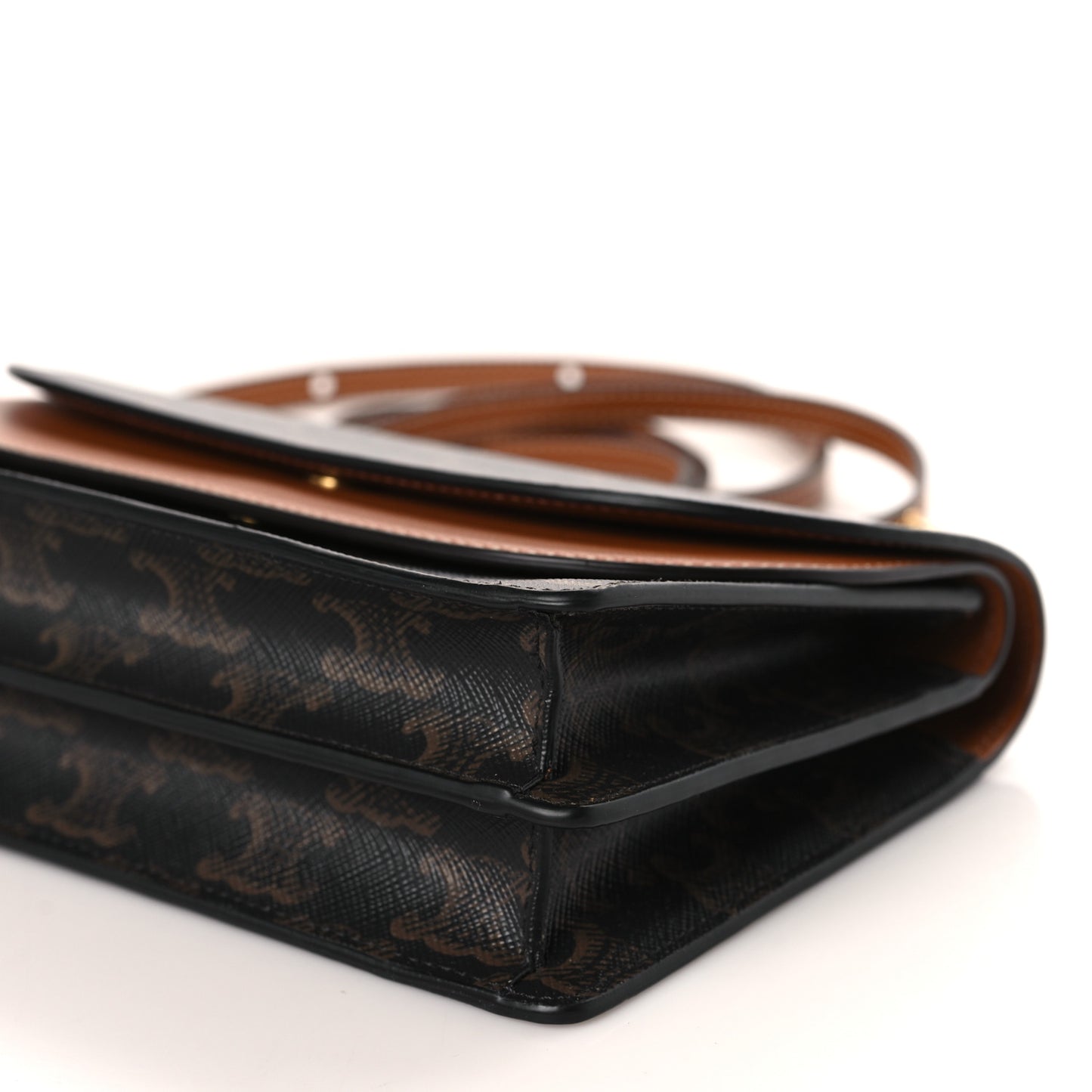 Triomphe Canvas Lambskin Wallet On Strap Tan