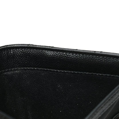 Saint Laurent Grain De Poudre Matelasse Chevron Monogram Zipped Card Case Black 14 of 22