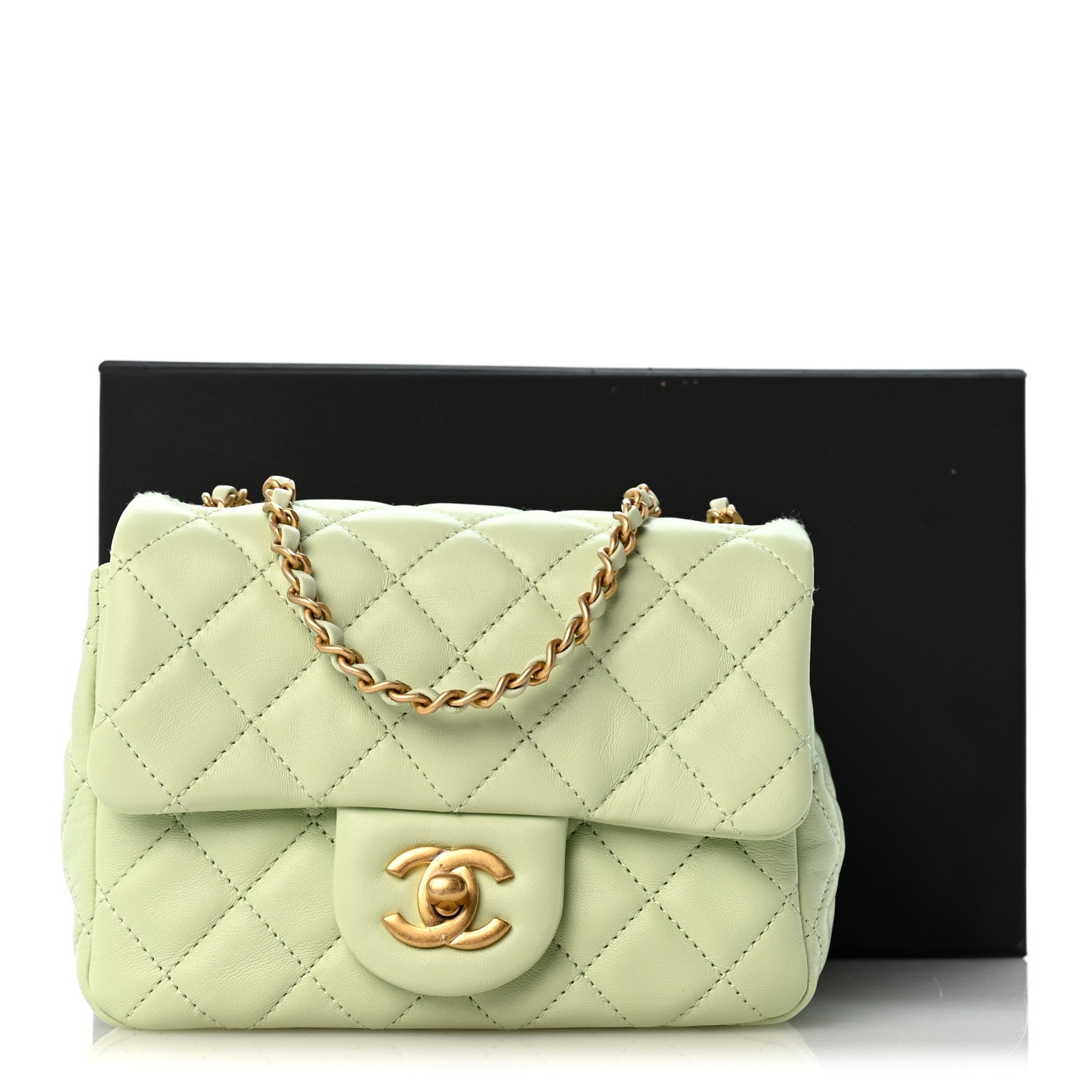 Chanel Lambskin Quilted Mini Pearl Crush Flap Light Green 11 of 11