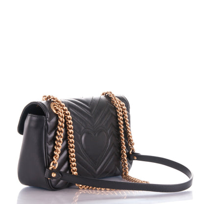 Gucci Calfskin Matelasse Small GG Marmont Shoulder Bag Black 4 of 8