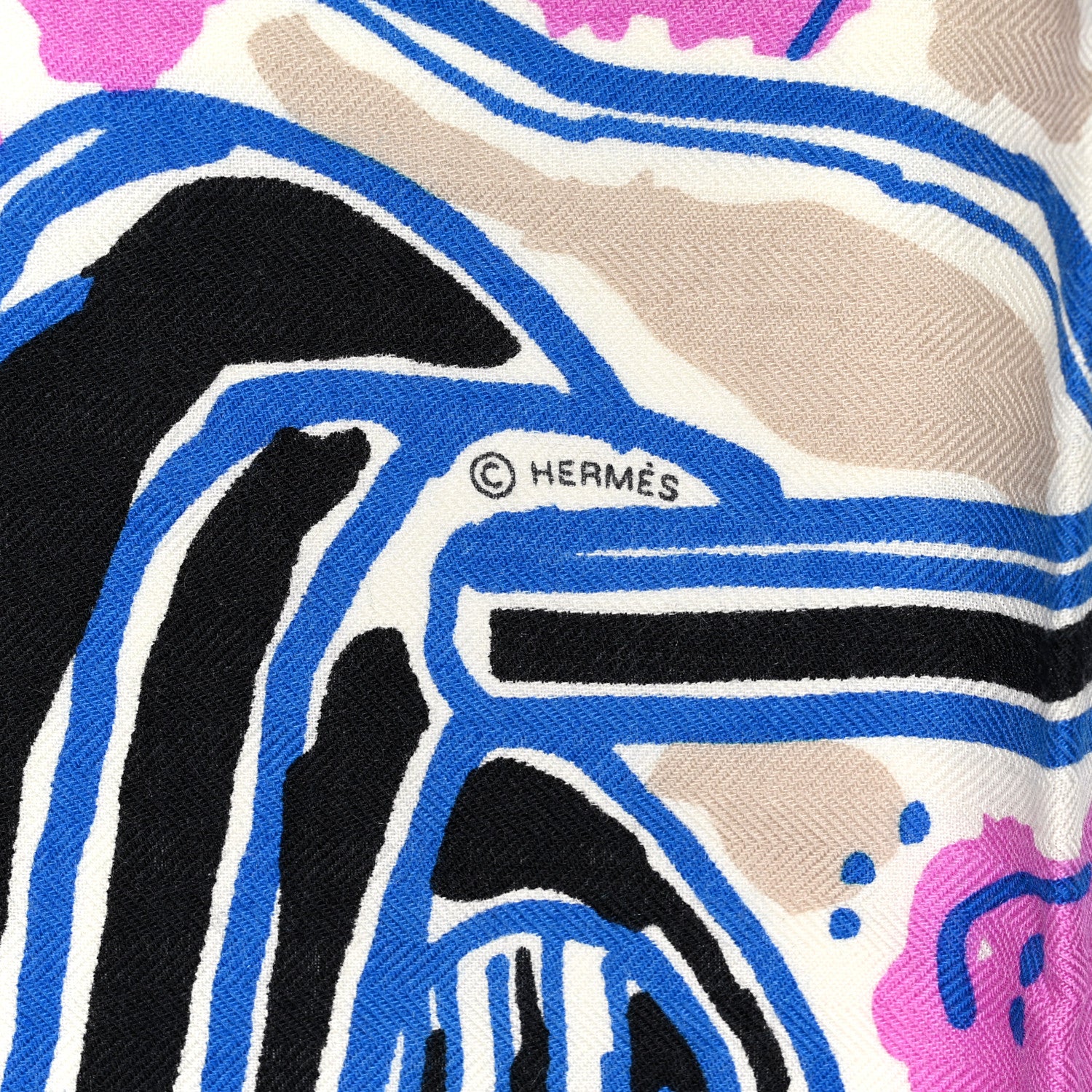 Hermes Cashmere Silk Rayures d'Ete Shawl 140 White Bleu Royal Multicolore 2 of 4