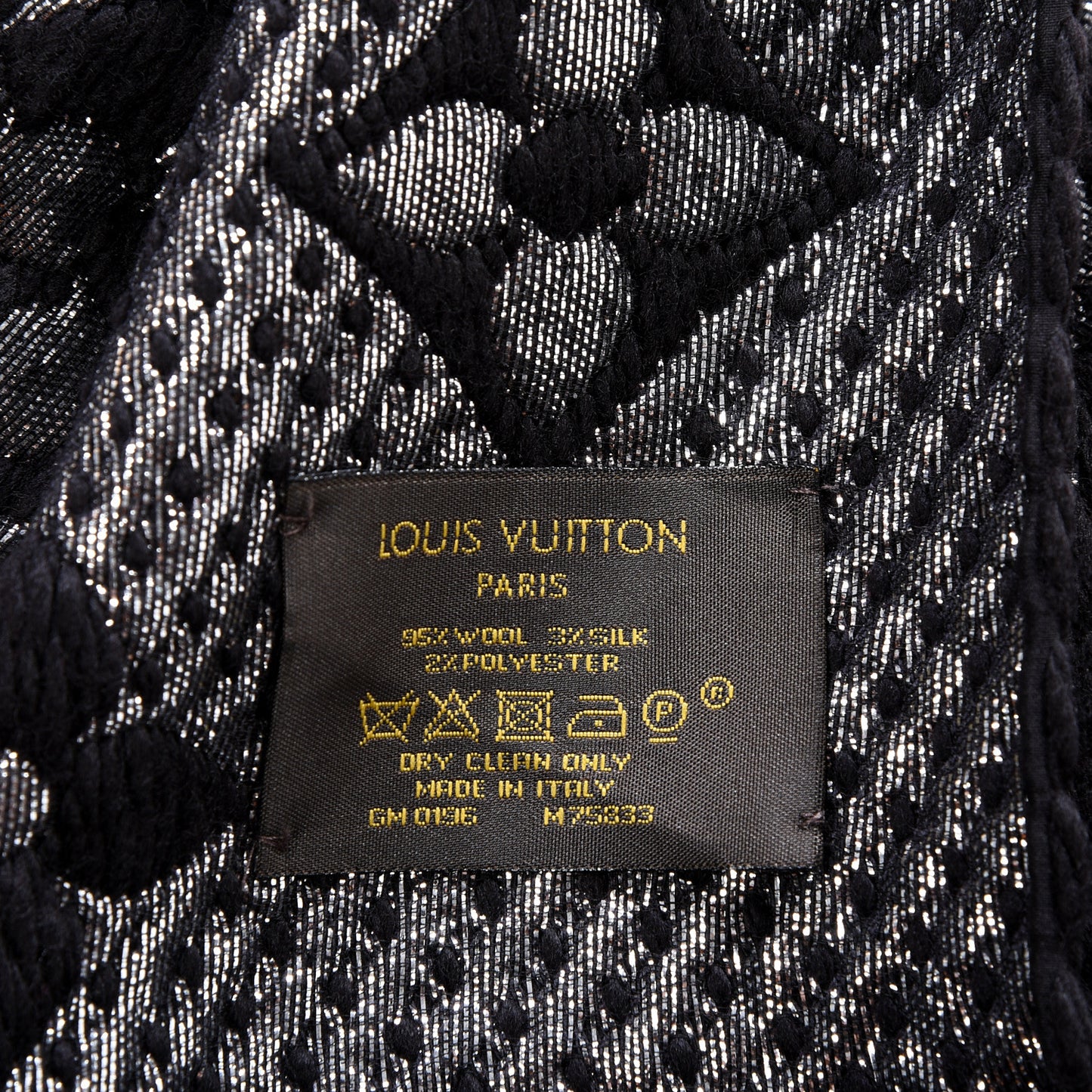 Wool Silk Logomania Shine Scarf Black