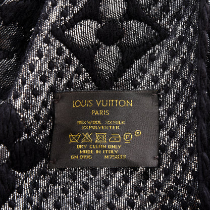 Louis Vuitton Wool Silk Logomania Shine Scarf Black 4 of 4