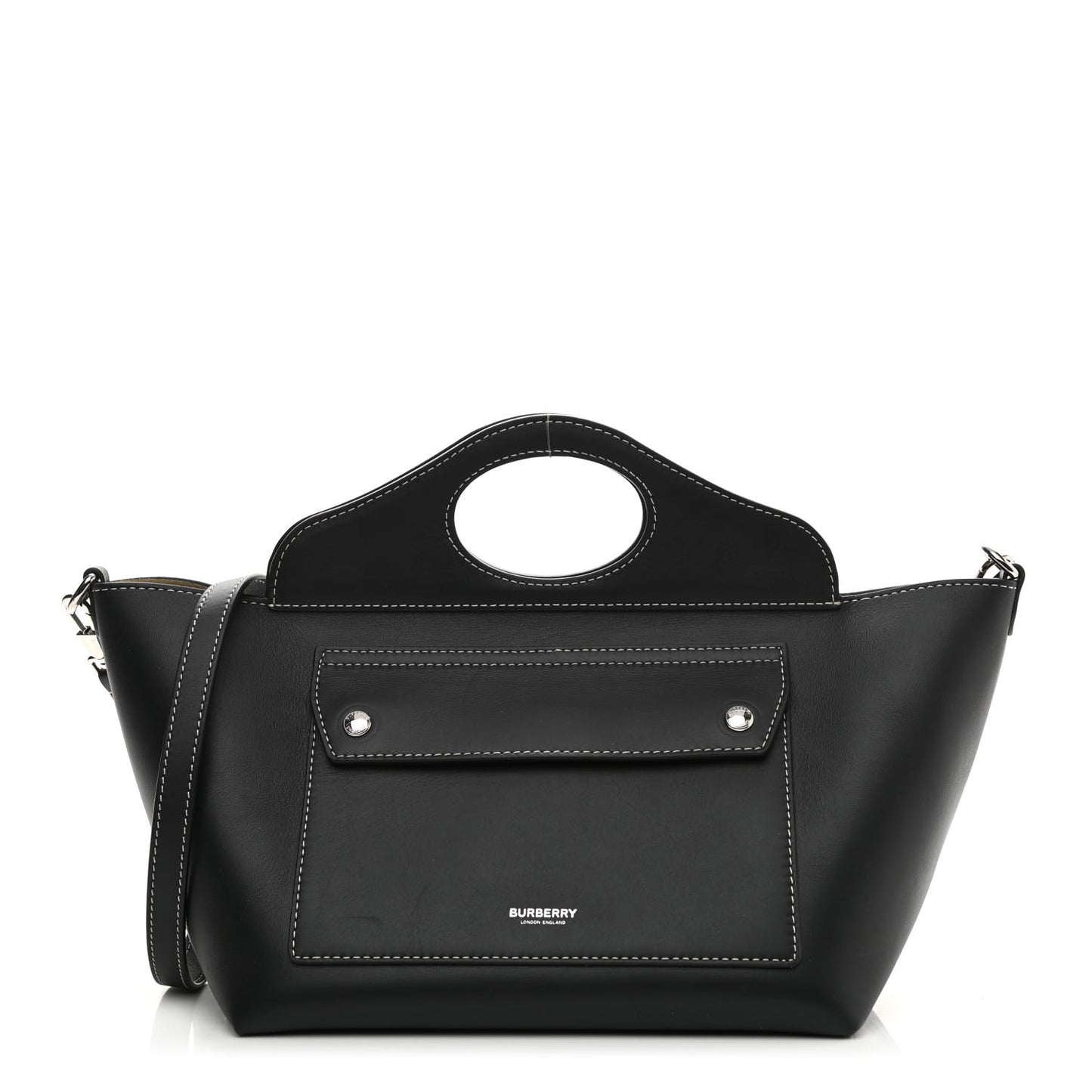 Soft Calfskin Small Pocket Tote Bag Black