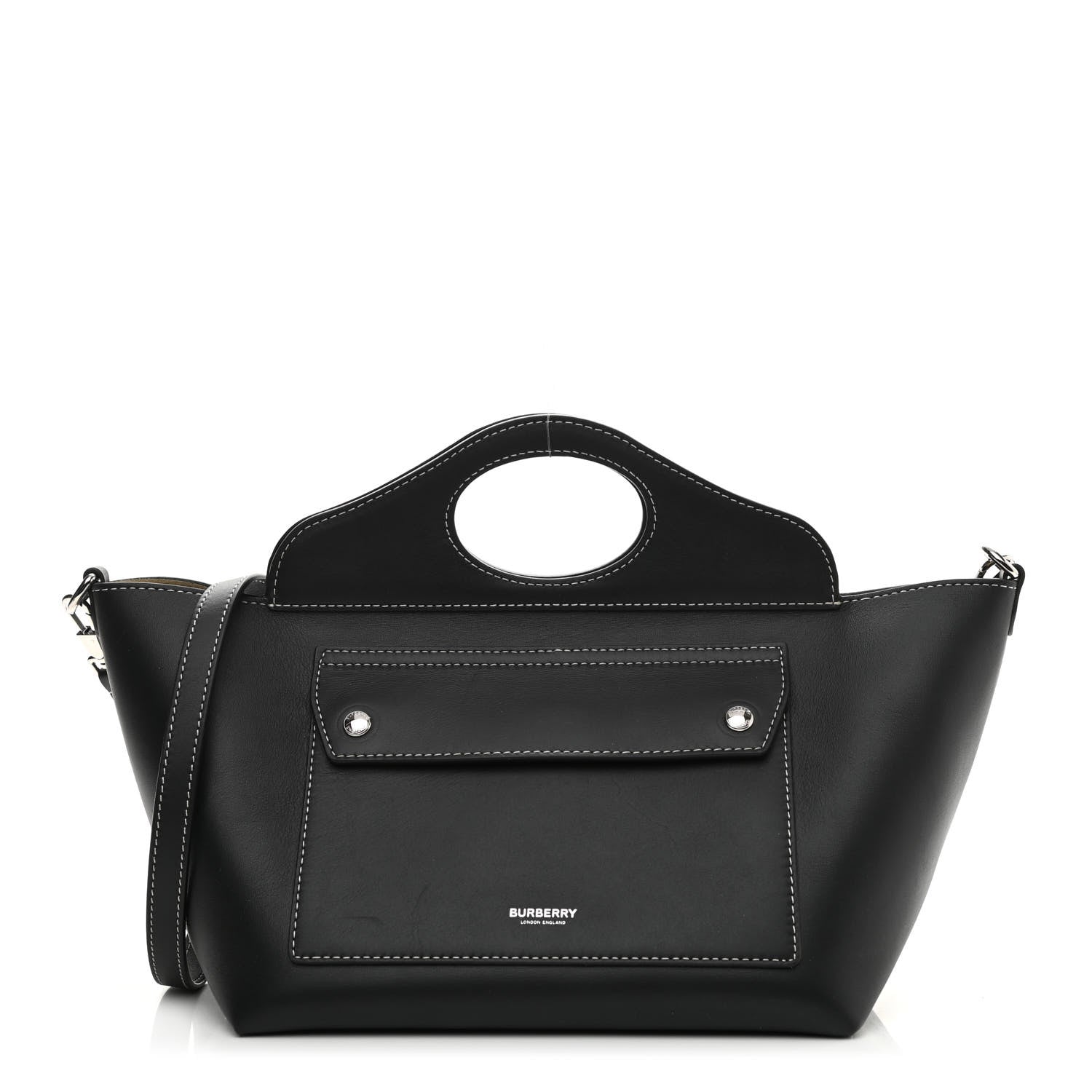 Burberry Soft Calfskin Small Pocket Tote Bag Black 1 of 8