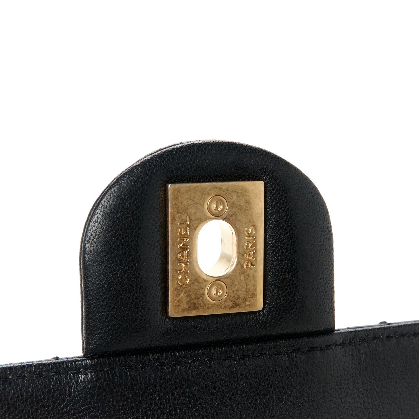 Goatskin Quilted Chic Pearls Flap Black