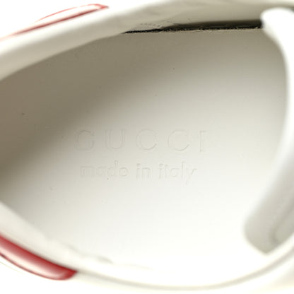 Gucci Calfskin Stripe Mens New Ace Sneakers 8.5 White Ecru Red Flame 8 of 9