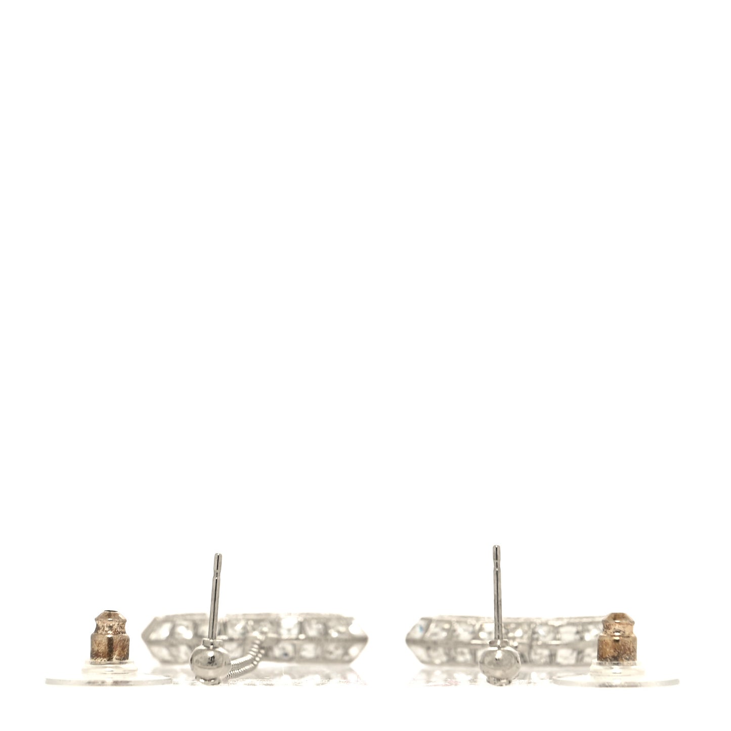 Crystal CC Drop Earrings Silver