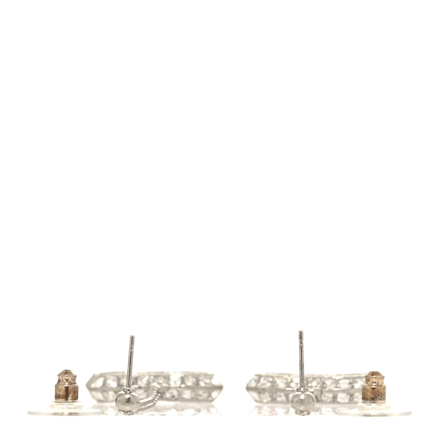 Chanel Crystal CC Drop Earrings Silver 3 of 4