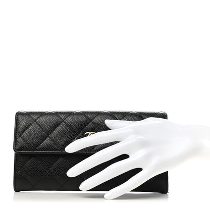 Chanel Caviar Quilted Large Gusset Flap Wallet Black 2 of 8